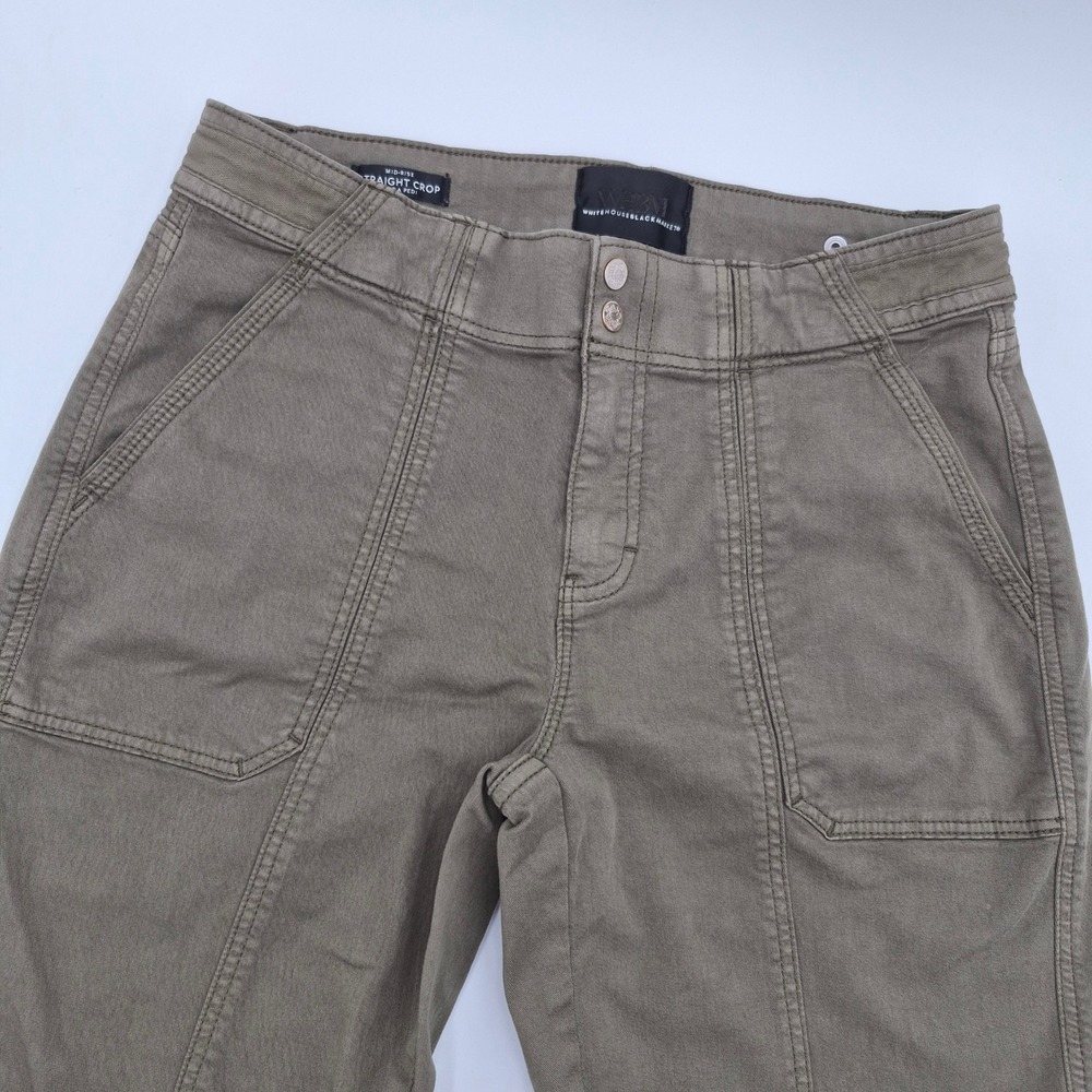 White House Black Market WHBM Straight Crop Utility Pants Olive Green Size 2
